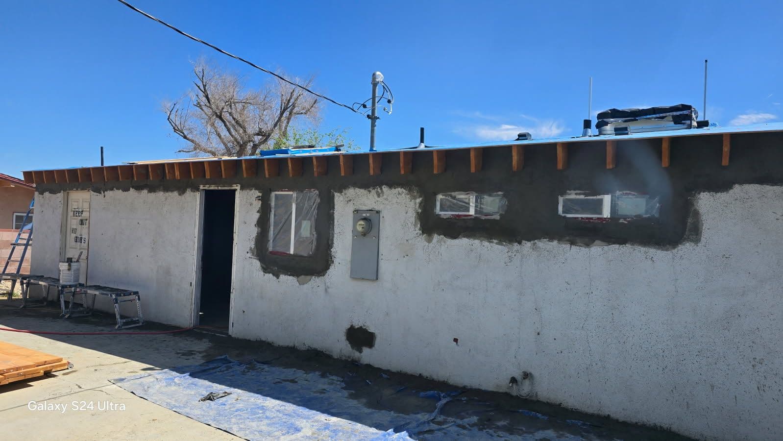Stucco Application on Building Exterior